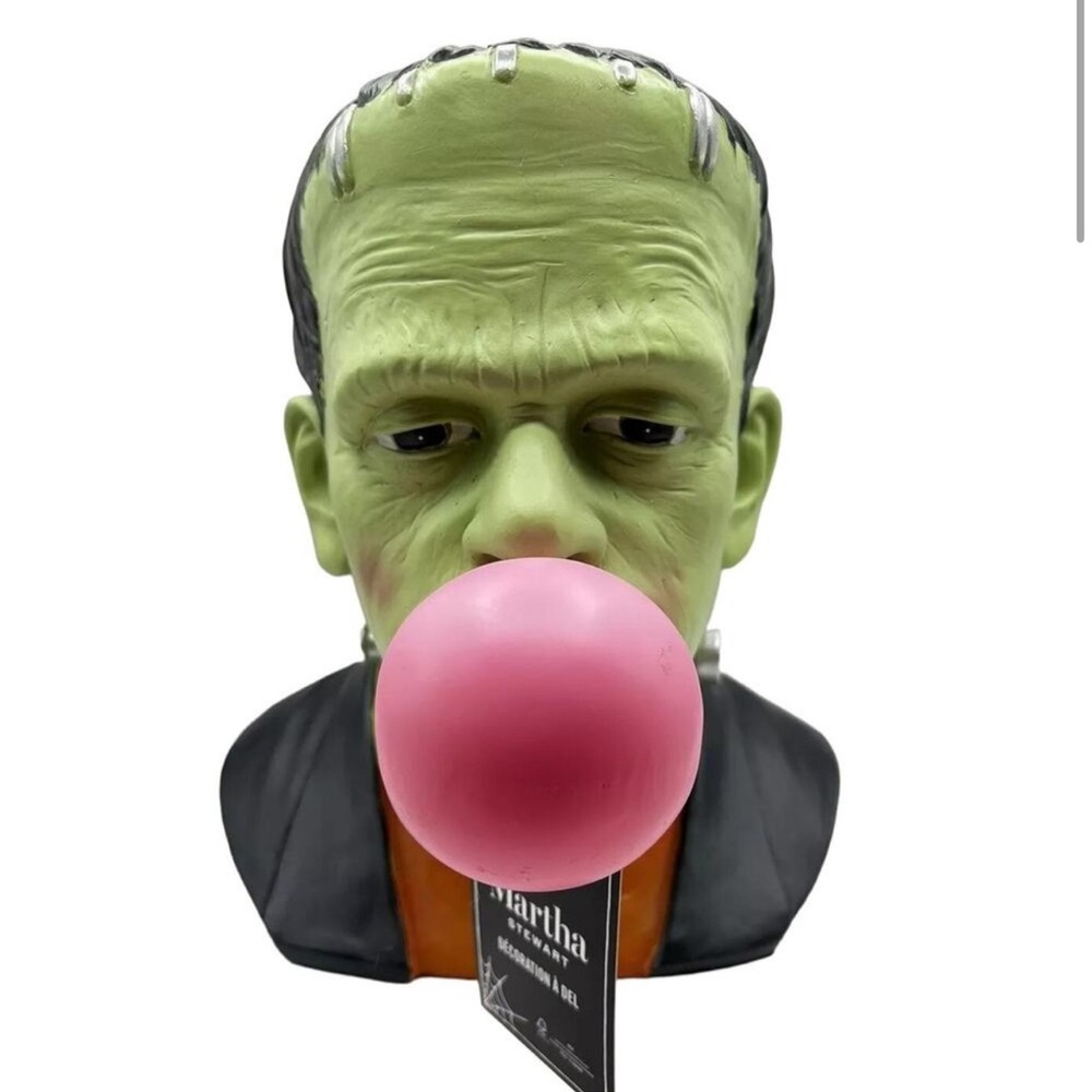 Martha Stewart LED Frankenstein Blowing Bubble Bust Spooky Halloween Decor